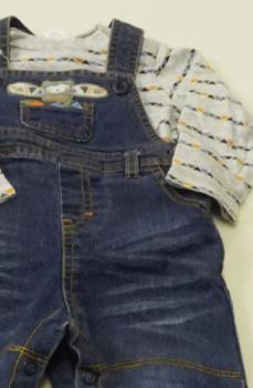 gefütterte Jeanslatzhose mit Langarmshirt Gr. 62 von Babyclub by C&A (550)